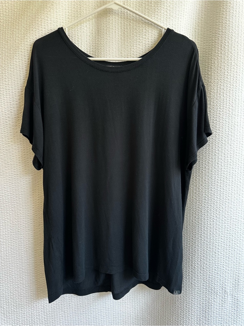 PRANA Foundation Black Short Sleeve Tee Tencel Modal Soft Relaxed Size Large